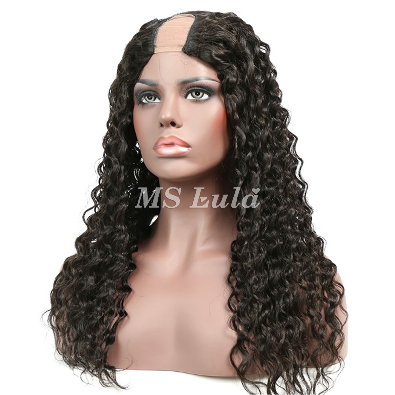 Virgin Human Hair Deep Wave U Part Wigs - 图片 3